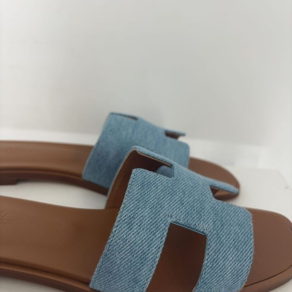 Hermes Denim Fabric Sandals - Picture 6 of 7